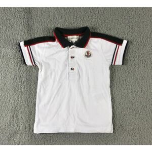 Moncler Polo Shirt Infant 18M White Black Red Pipping Short Sleeve